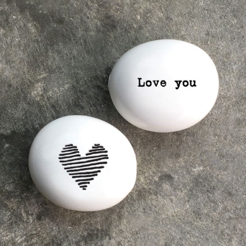 Porcelain pebble - Love you / Heart