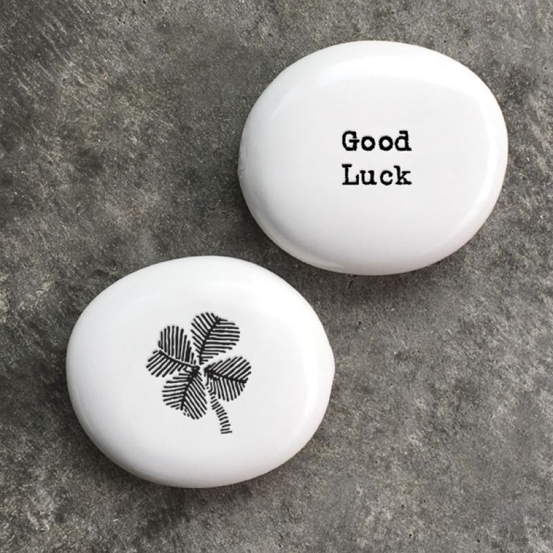 Porcelain pebble - Good luck / Shamrock