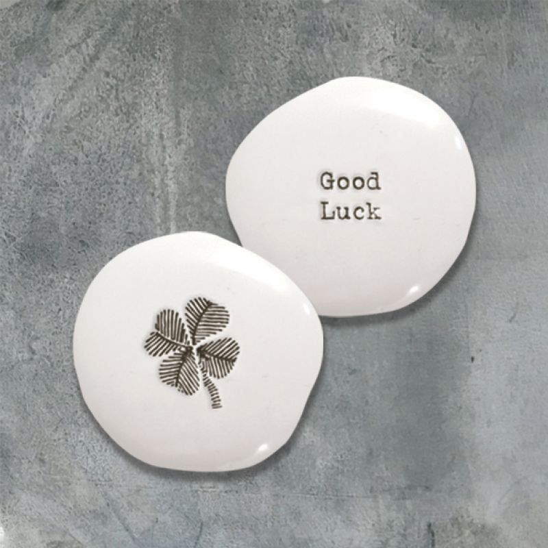 Porcelain pebble - Good luck / Shamrock