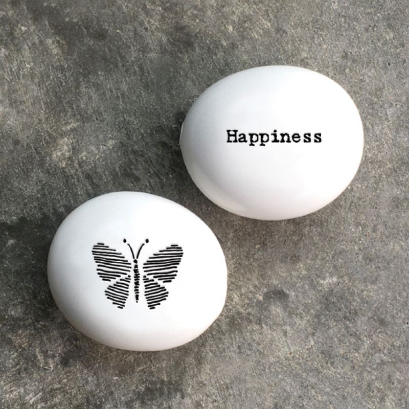 Porcelain pebble - Happiness / Butterfly