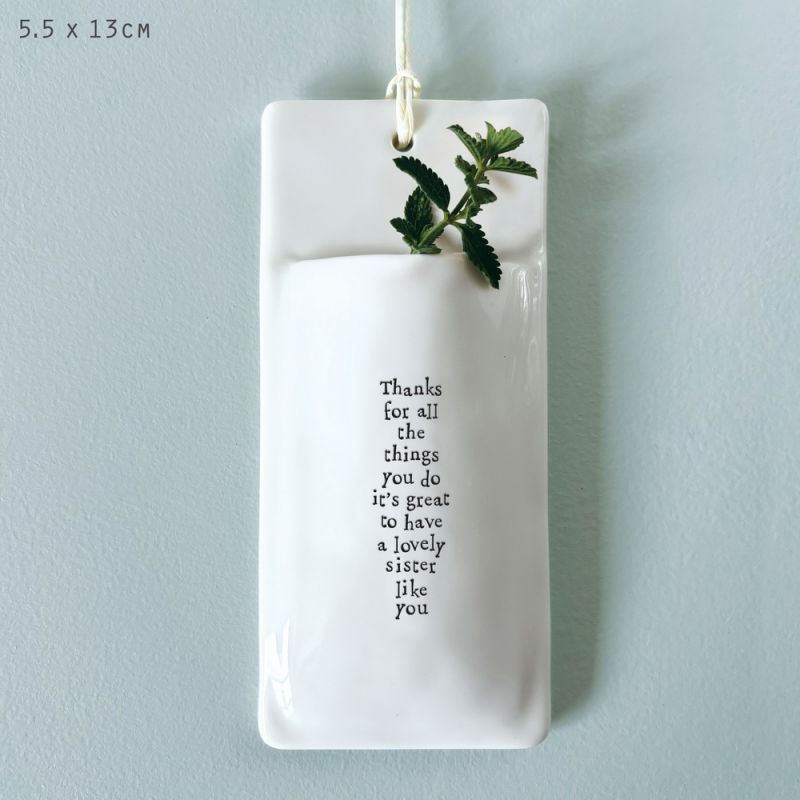 Wall vase-Thanks lovely sister