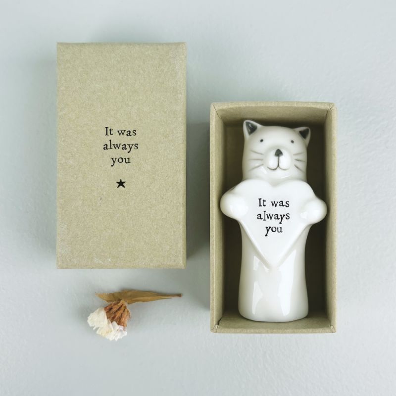 Porcelain heart animal-Cat