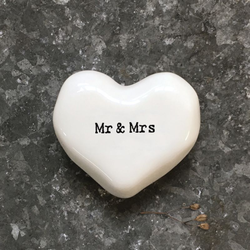 White heart token-Mr & Mrs