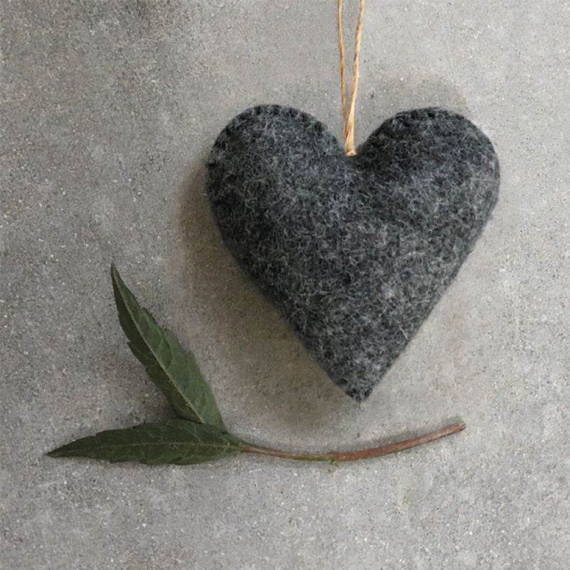 Felt hanging heart-Charcoal