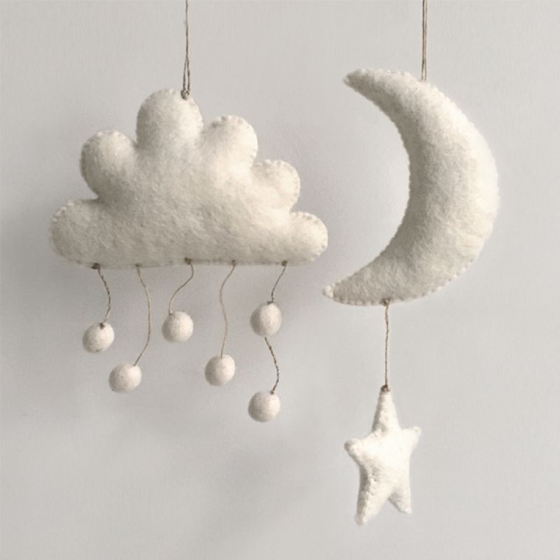 White felt decoration-Moon & star