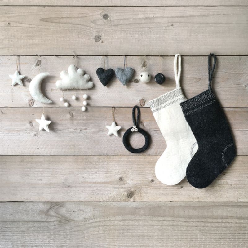 White felt decoration-Moon & star