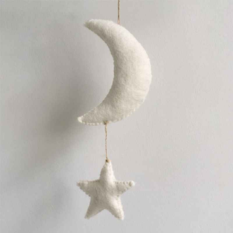 Λευκό φελτ στολίδι - Φεγγάρι & Αστέρι 25,5εκ.