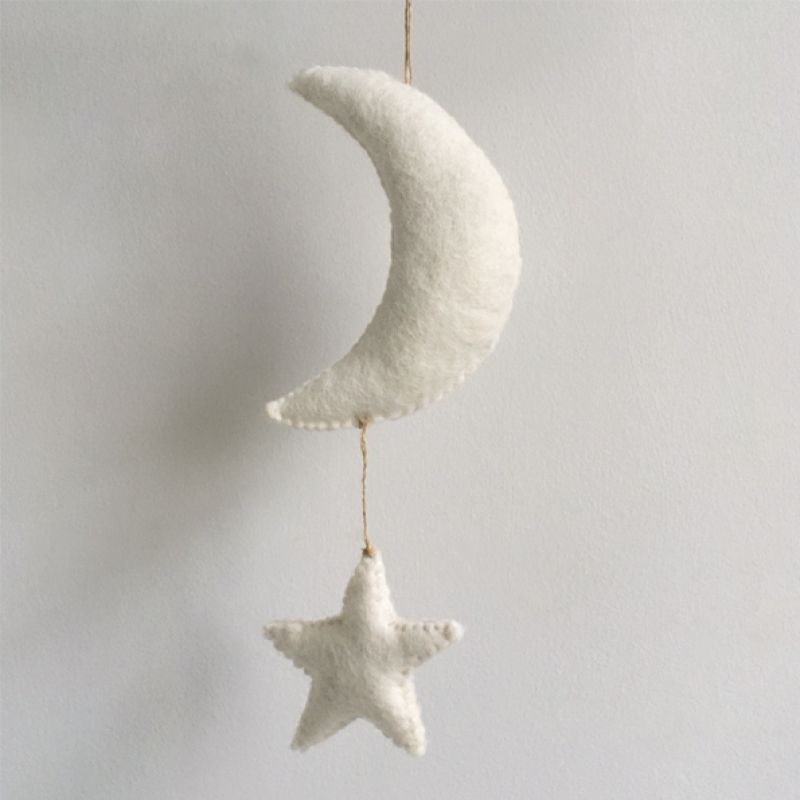 White felt decoration-Moon & star