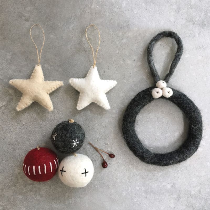 Cream felt hanging star