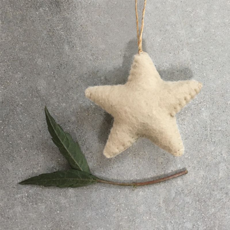 Cream felt hanging star