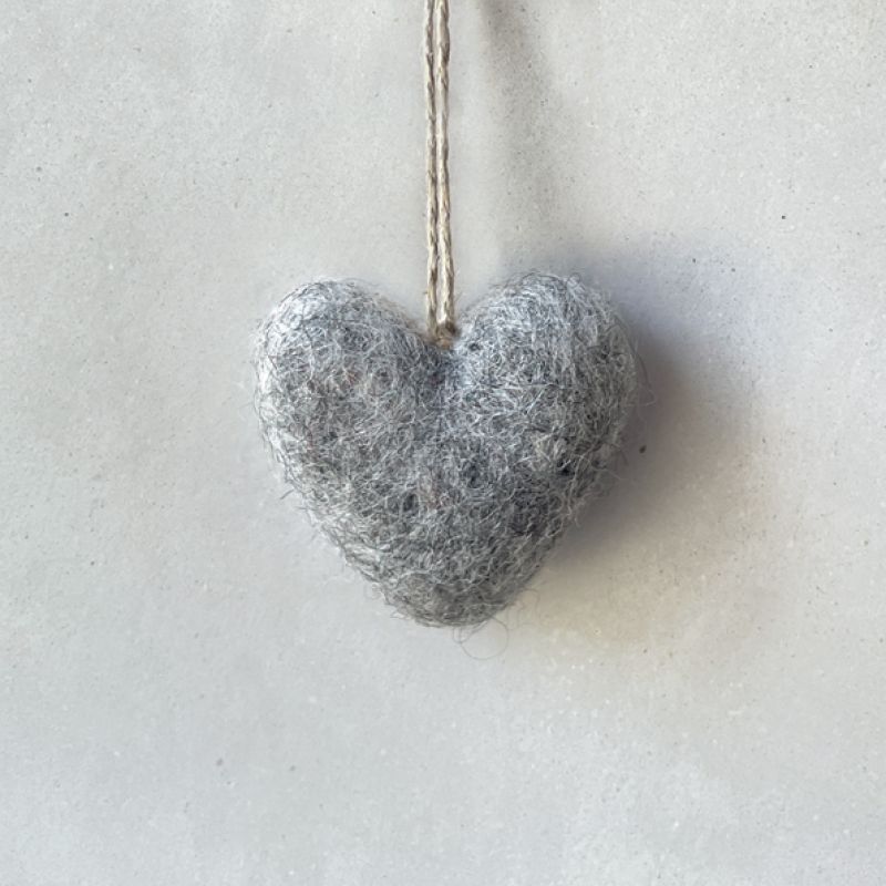 Small felt heart-Grey