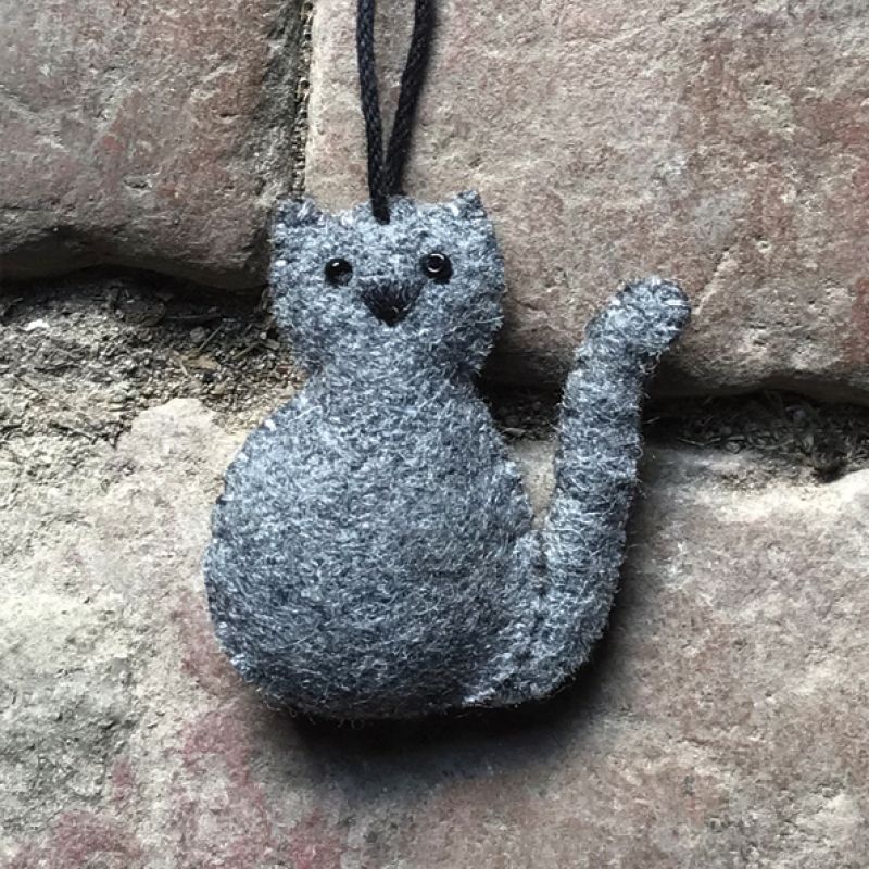 Felt hanging cat-Grey