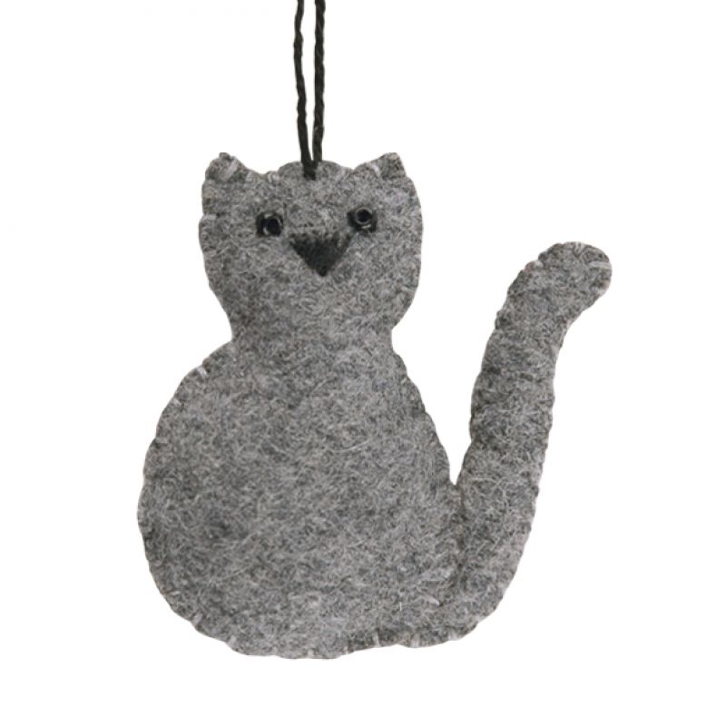 Felt hanging cat-Grey