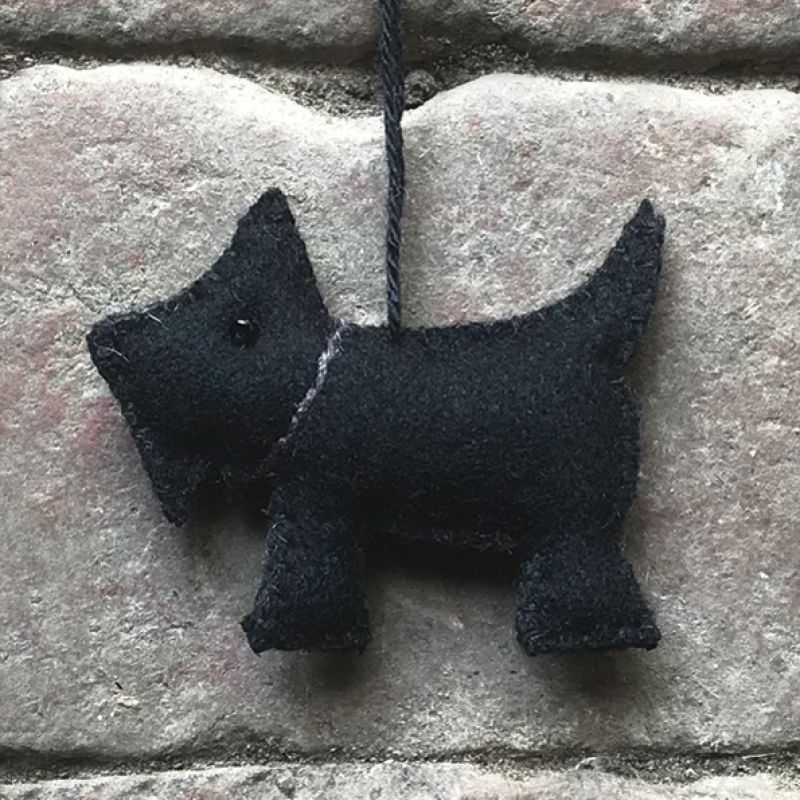 Felt hanging scotty dog-Black