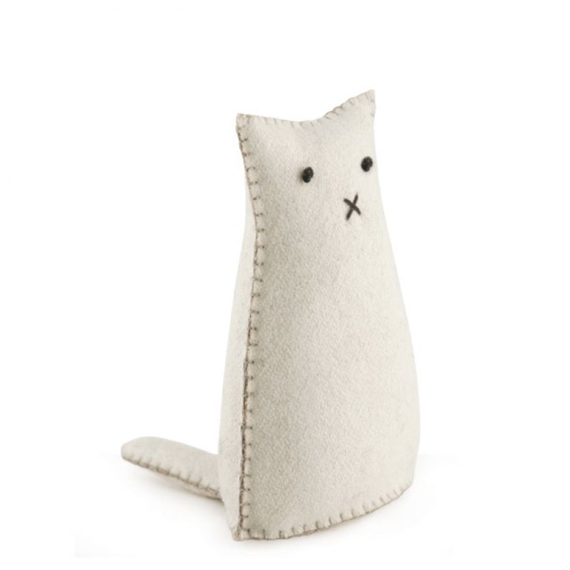 Felt standing cream cat-Helena Size: 12x4x8 cm