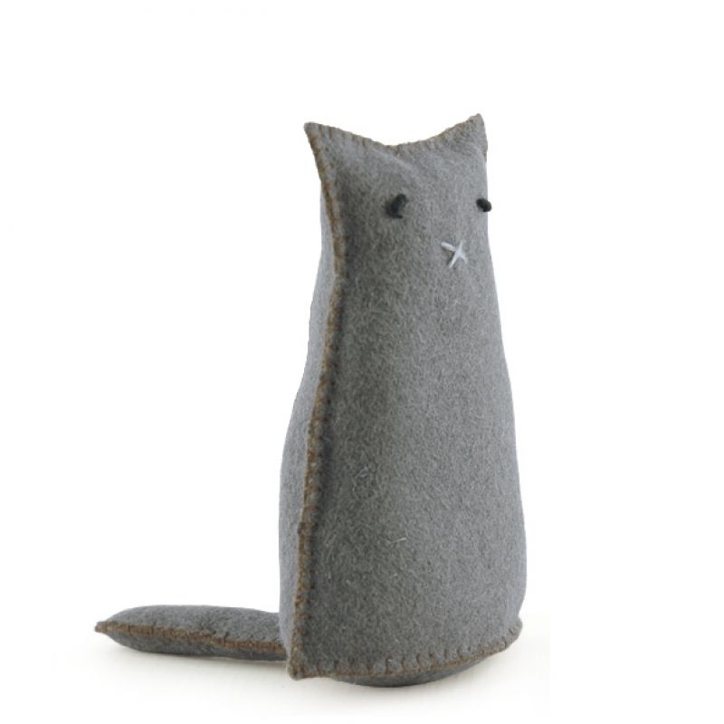 Felt standing grey cat-Gordon Size: 12x4x8 cm