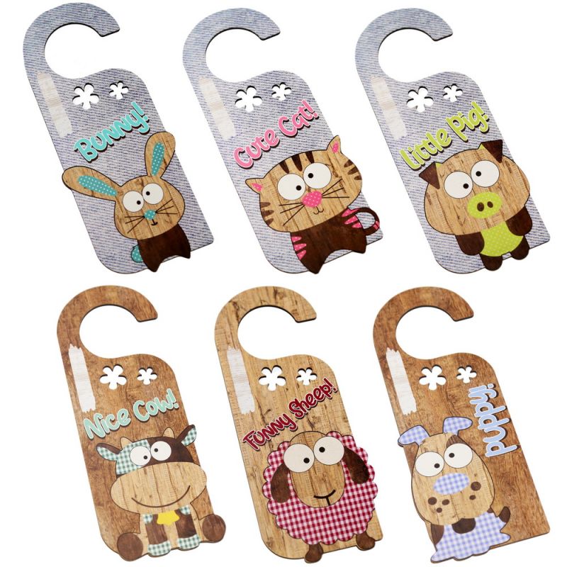 Door hanger with animal 21cm