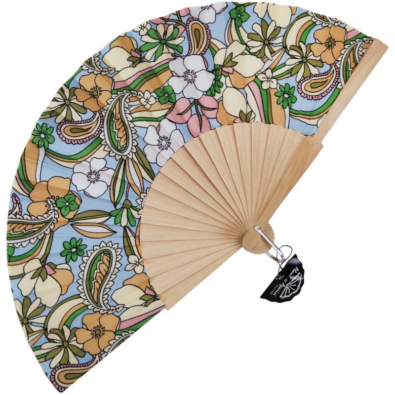 Pasleys & flowers wooden Handfan 23cm