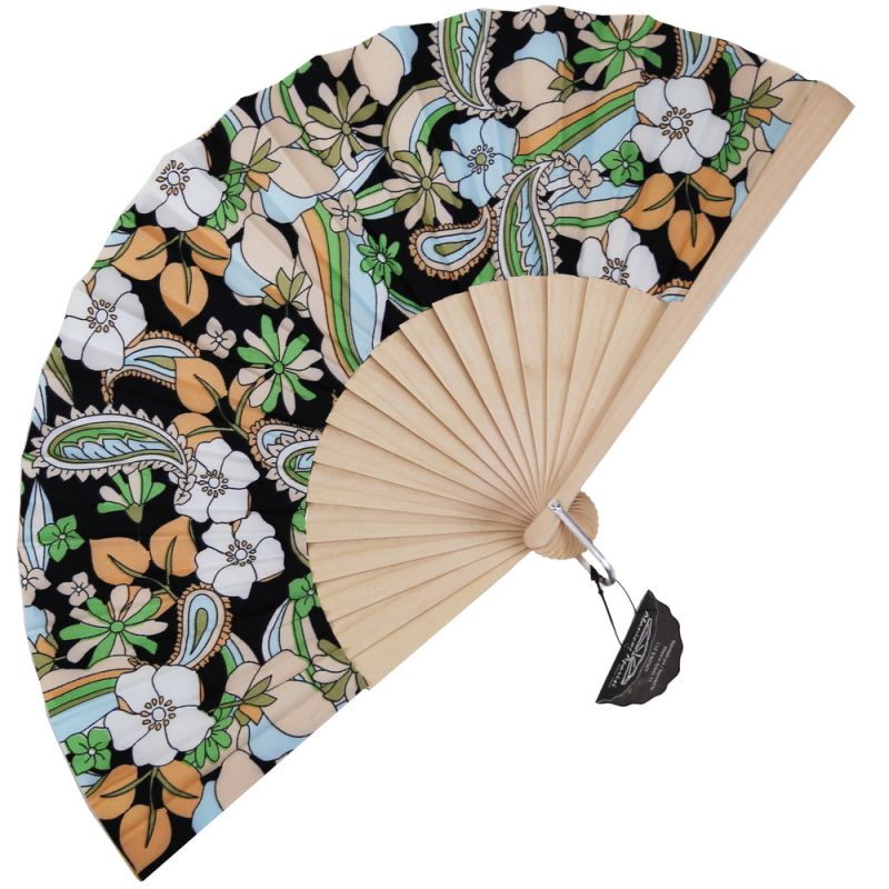 Pasleys & flowers wooden Handfan 23cm