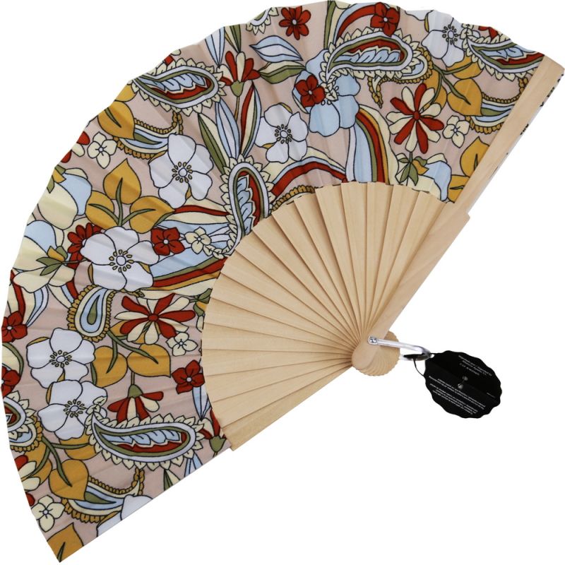 Pasleys & flowers wooden Handfan 23cm