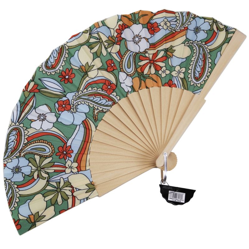 Pasleys & flowers wooden Handfan 23cm