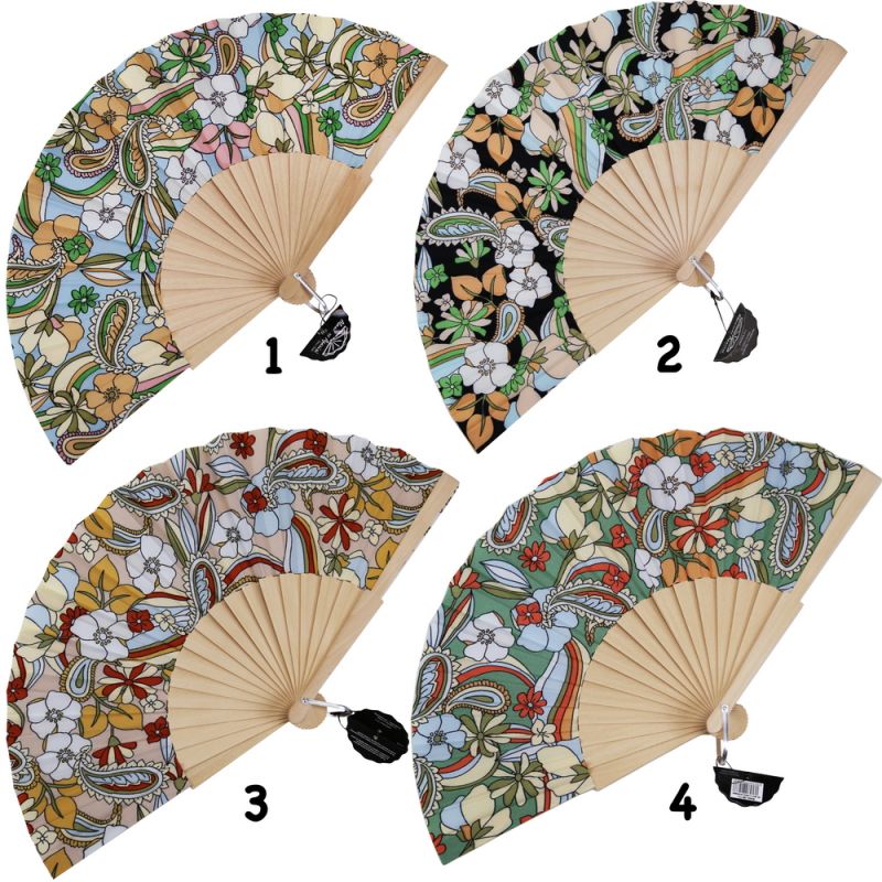 Pasleys & flowers wooden Handfan 23cm