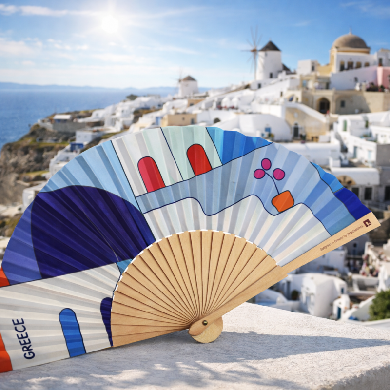 Βεντάλια ξύλινη 23εκ.- Aegean village