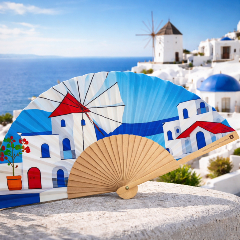 Βεντάλια ξύλινη 23εκ.- Aegean windmill