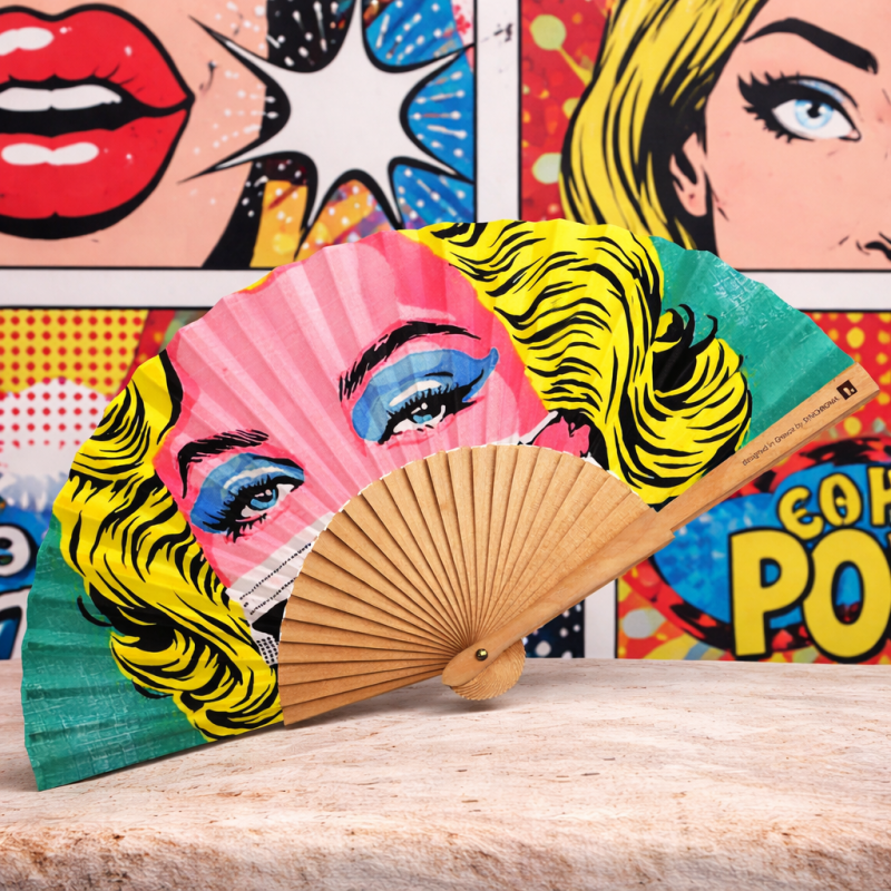 Βεντάλια ξύλινη 23εκ.- Pop art Marilyn