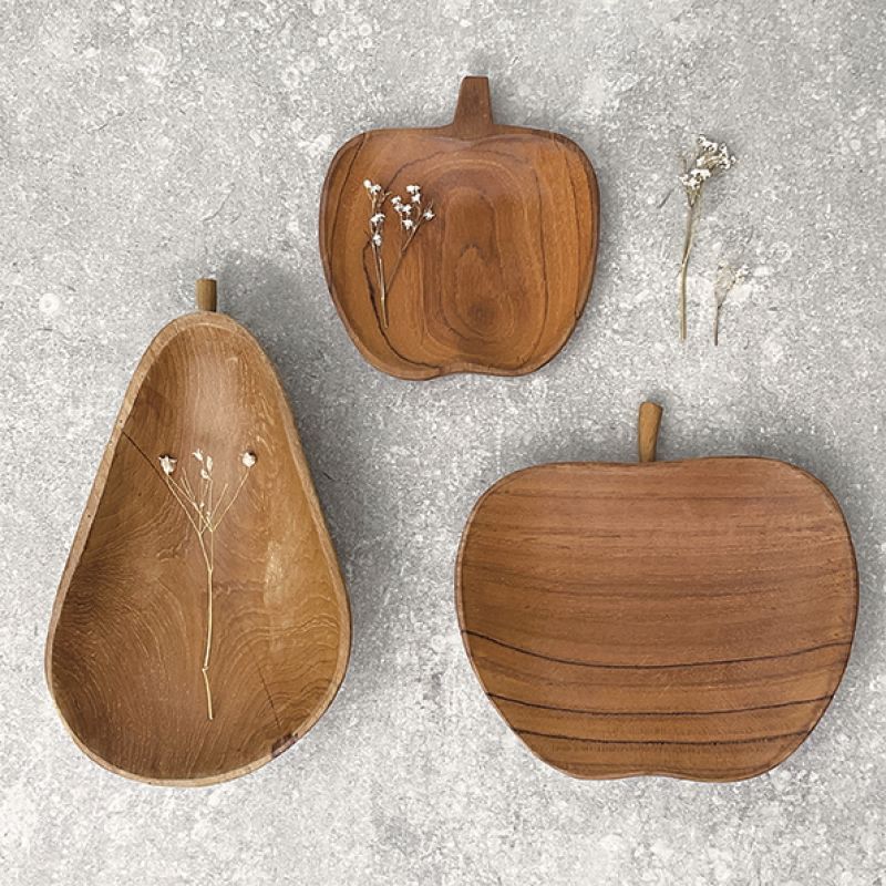 Apple bowl-Teak wood