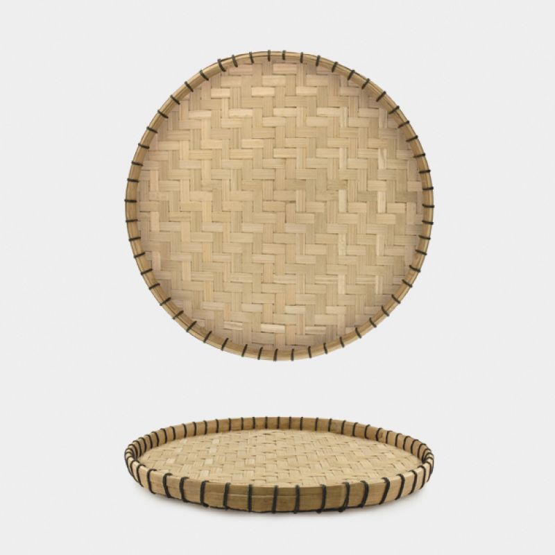 Woven  round tray – Small natural (40cm)