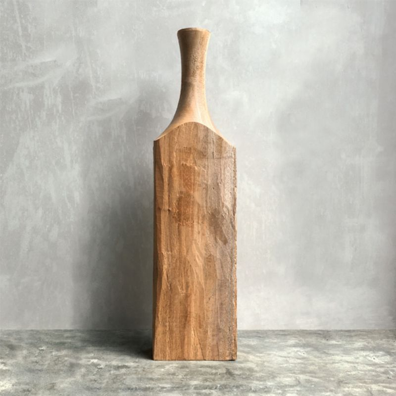 Hand carved wood bottle vase-Large