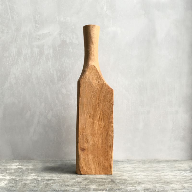 Hand carved wood bottle vase-Small