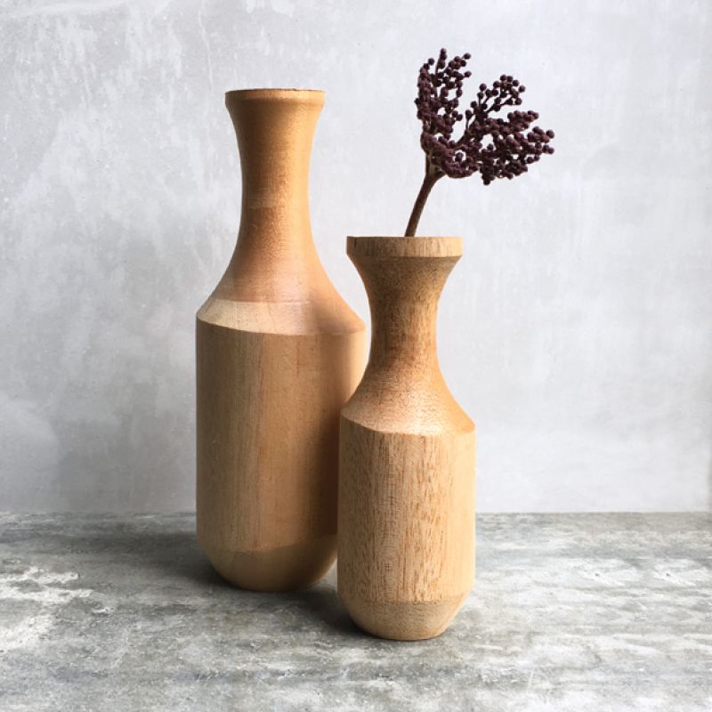 Round wood vase-Large