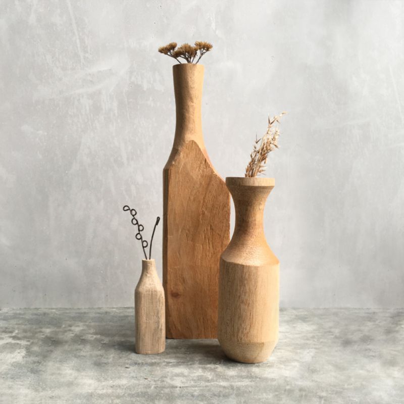 Round wood vase-Small