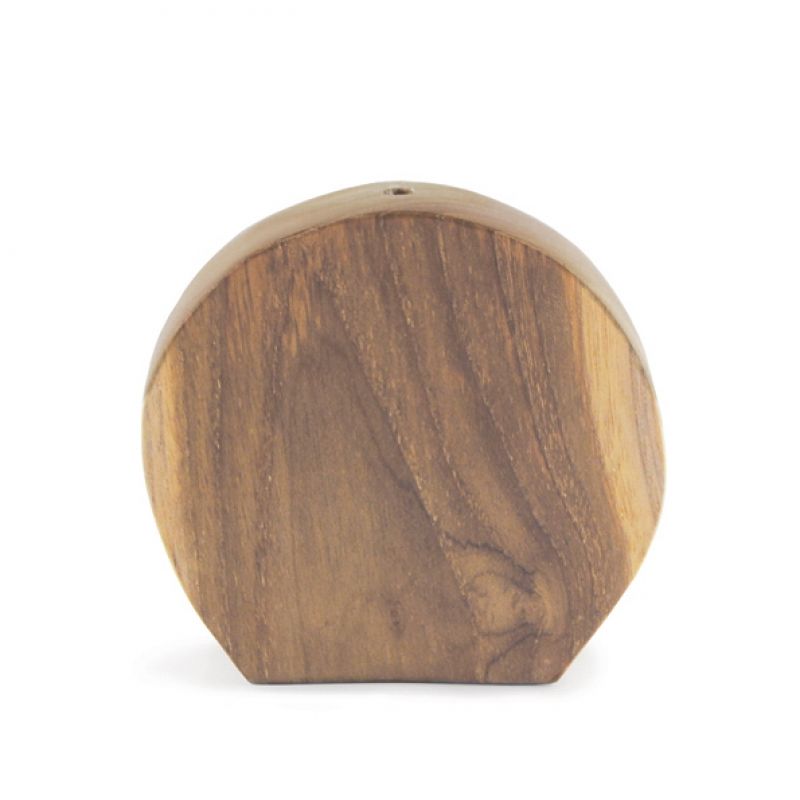 Flat round vase-Suar wood