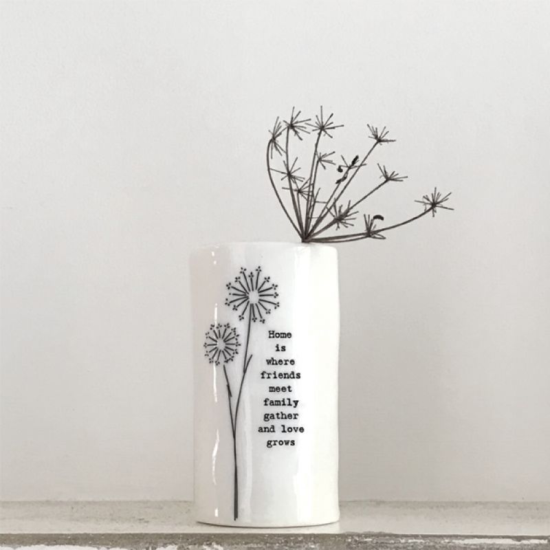 Sml porcelain vase-Home where friends meet
