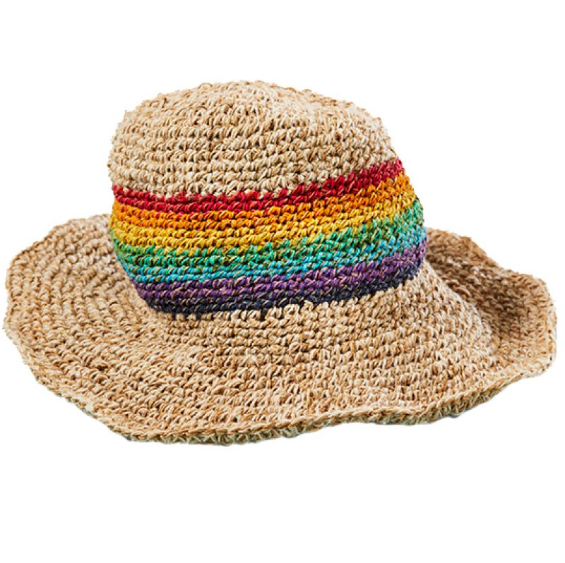 Natural & Natural/Rainbow Hemp Hat