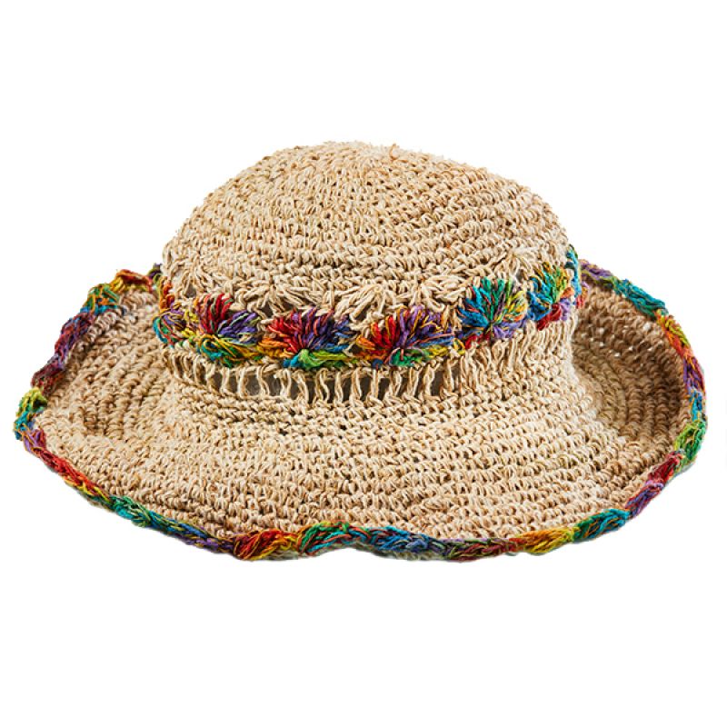 Natural & Natural/Rainbow Hemp Hat
