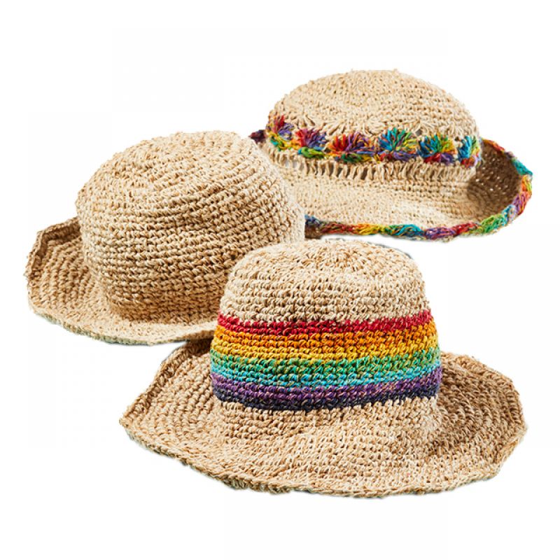 Natural & Natural/Rainbow Hemp Hat