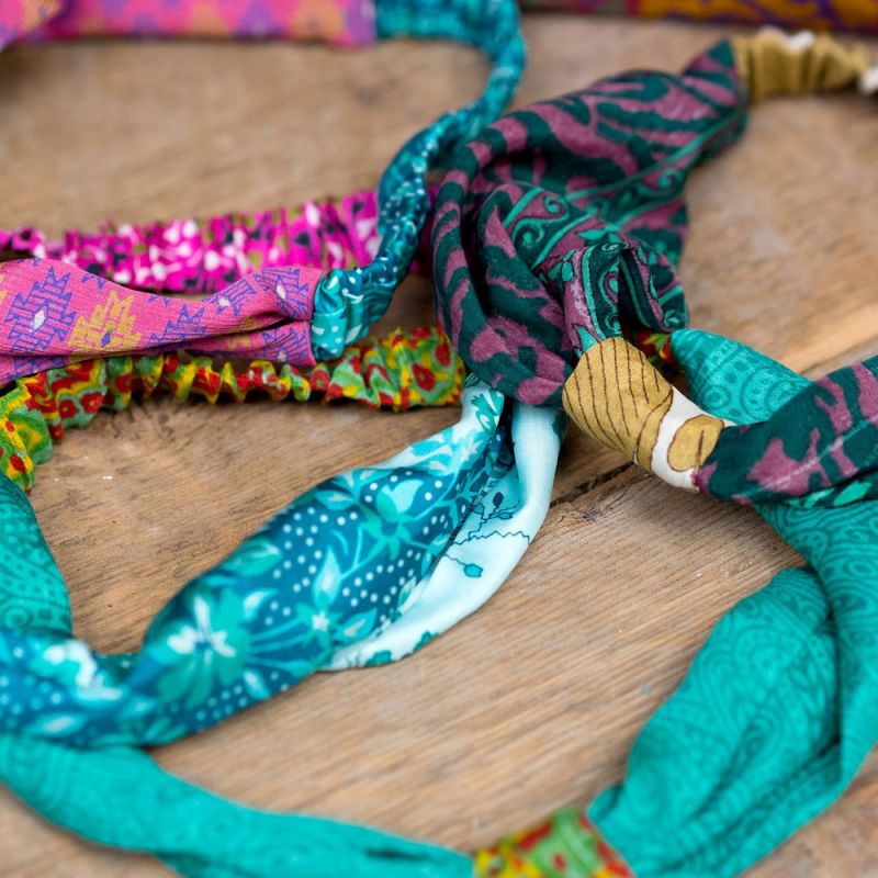 Recycled sari headband with knot