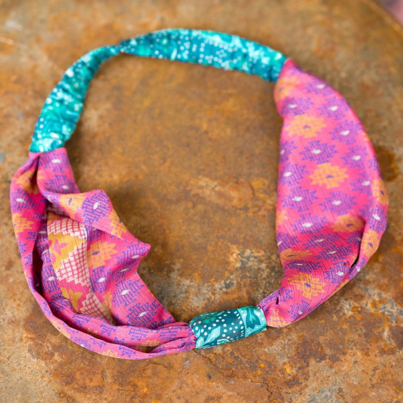 Recycled sari headband with knot