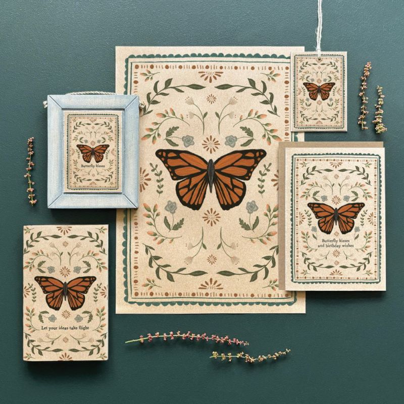 Insect card-Butterfly kisses birthday wishes