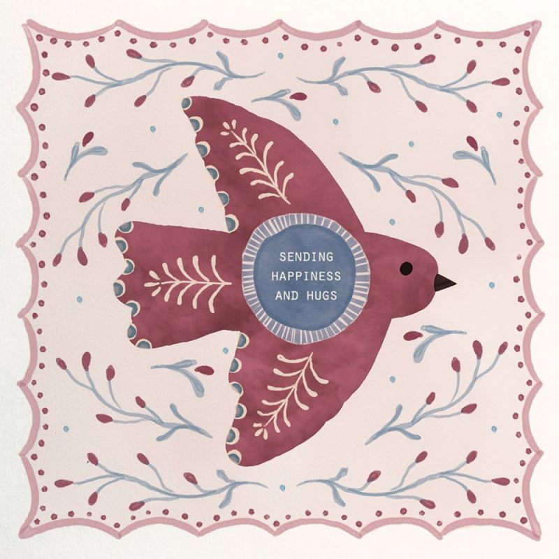 Κάρτα Folk art-Sending happiness and hugs