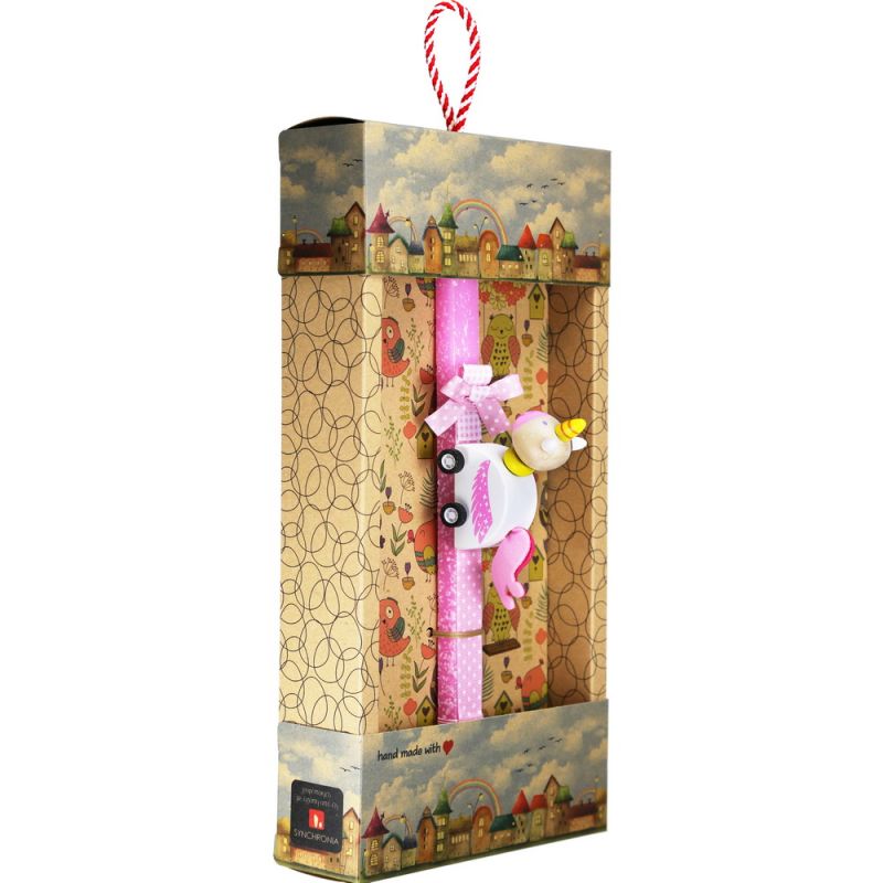 Λαμπάδα Ξύλινο pull back - Μονόκερος