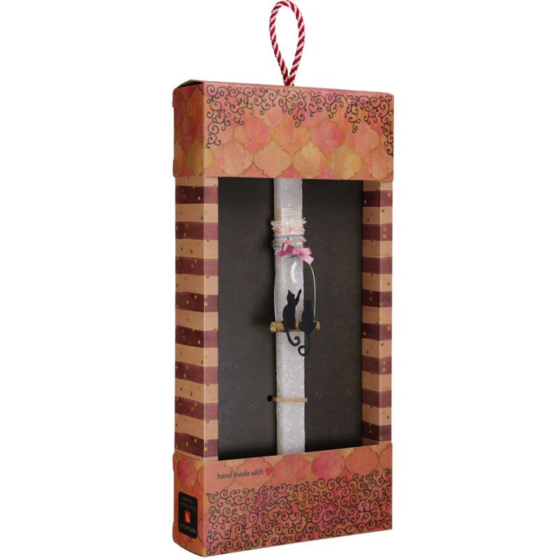 Λαμπάδα Γατούλες στο φεγγάρι - Ροζ