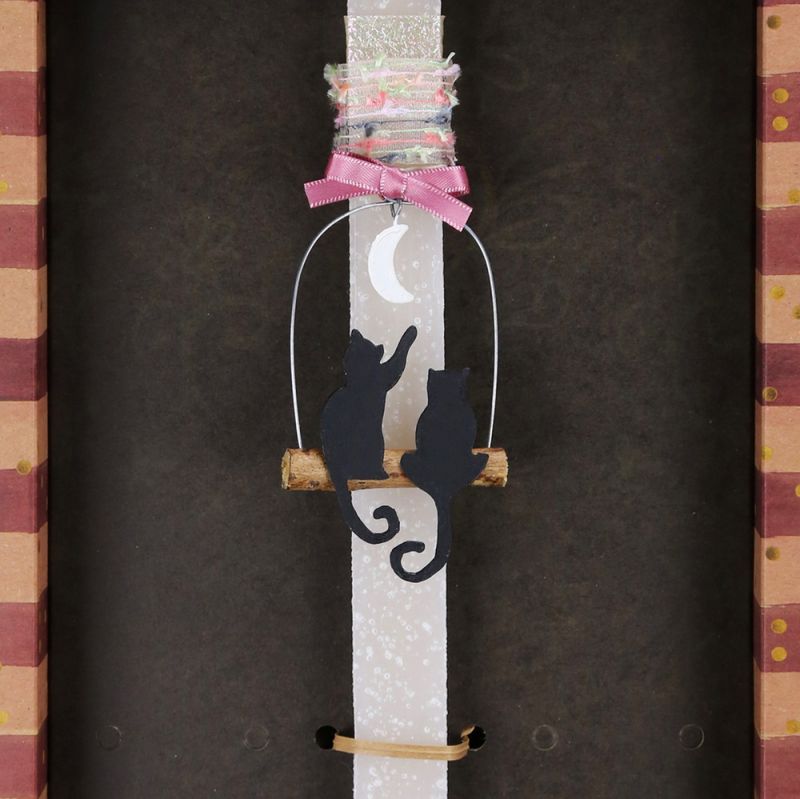 Λαμπάδα Γατούλες στο φεγγάρι - Ροζ