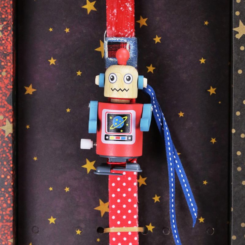 Λαμπάδα Ρομπότ ξύλινο κουρδιστό - Κόκκινο