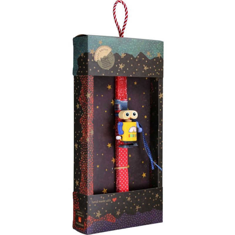 Λαμπάδα Ρομπότ ξύλινο κουρδιστό - Κίτρινο