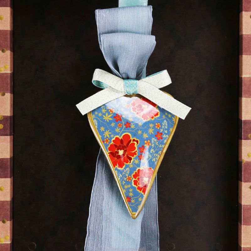 Λαμπάδα Καρδιά φλοράλ - Πετρόλ